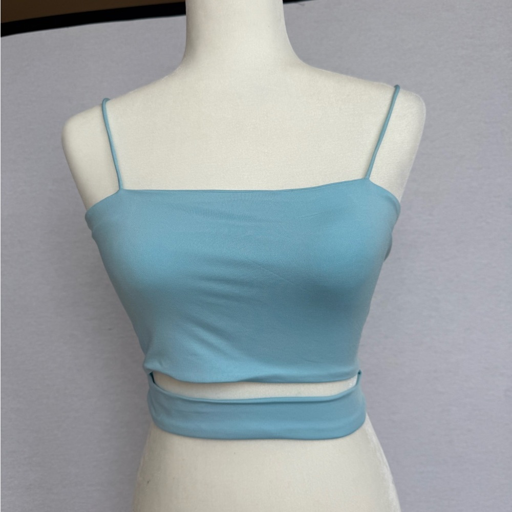 SHEIN Blue Crop Top with Slit
